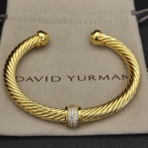 💠 NWT David Yurman 7mm Gold Bead Bracelet With Diamonds